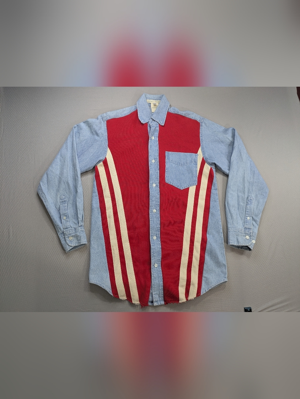 Free People X Tricia Fix Mixed Emotions Shirt Denim Sweatshirt Detail Red XS